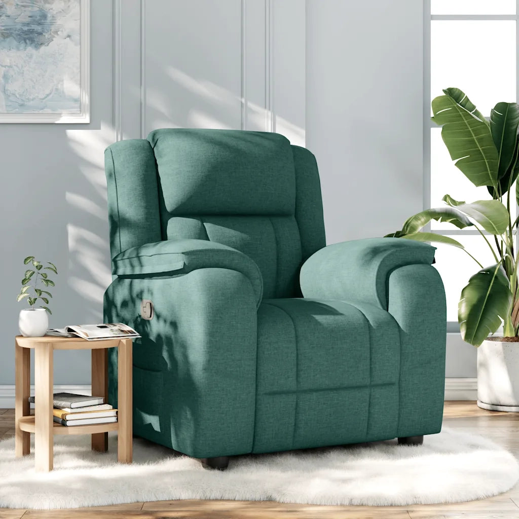 Divano Sedia-Poltrona Reclinabile in Tessuto Verde Scuro 599536