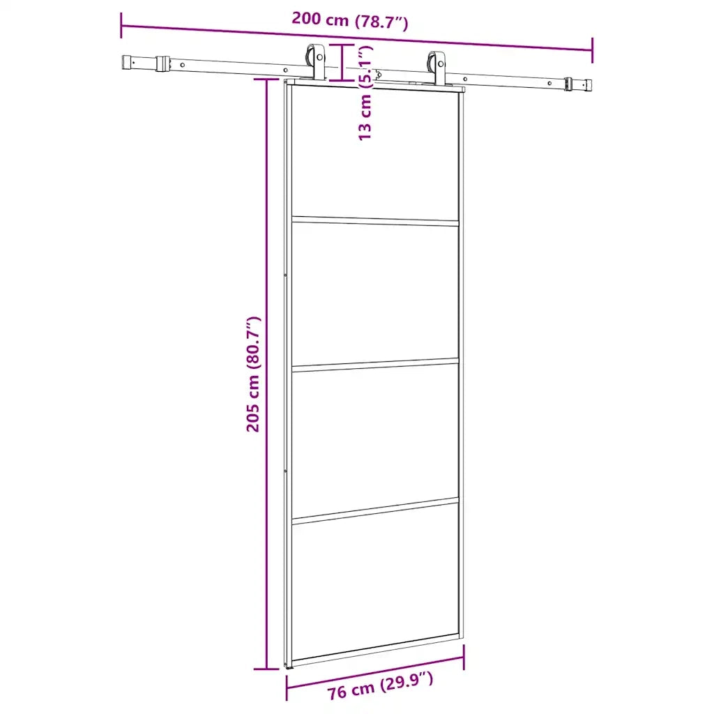 Porta Scorrevole con Ferramenta Nera 76x205 cm in Vetro ESG 3375857