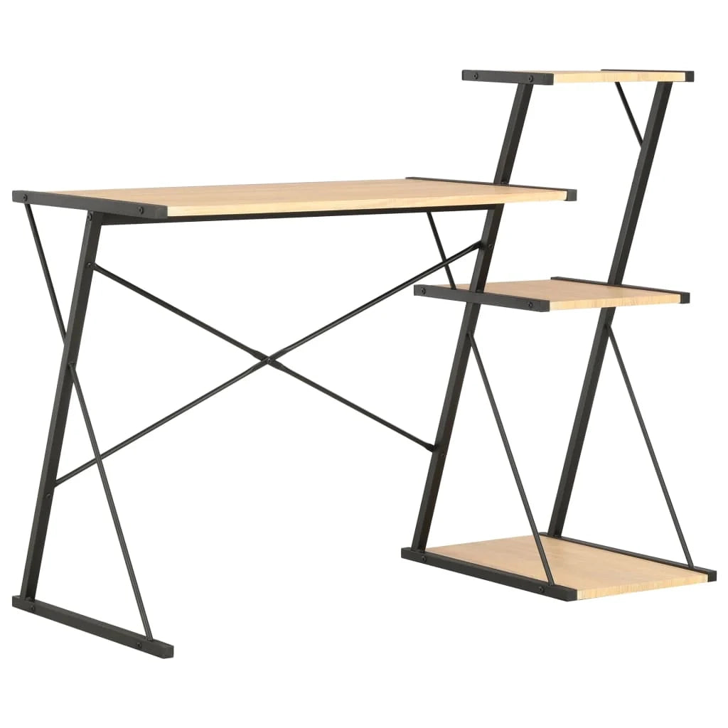 Scrivania da ufficio postazione di lavoro mobile per computer scrivania da studio con ripiano rovere 116 x 50 x 93 cm nero 02_0023480