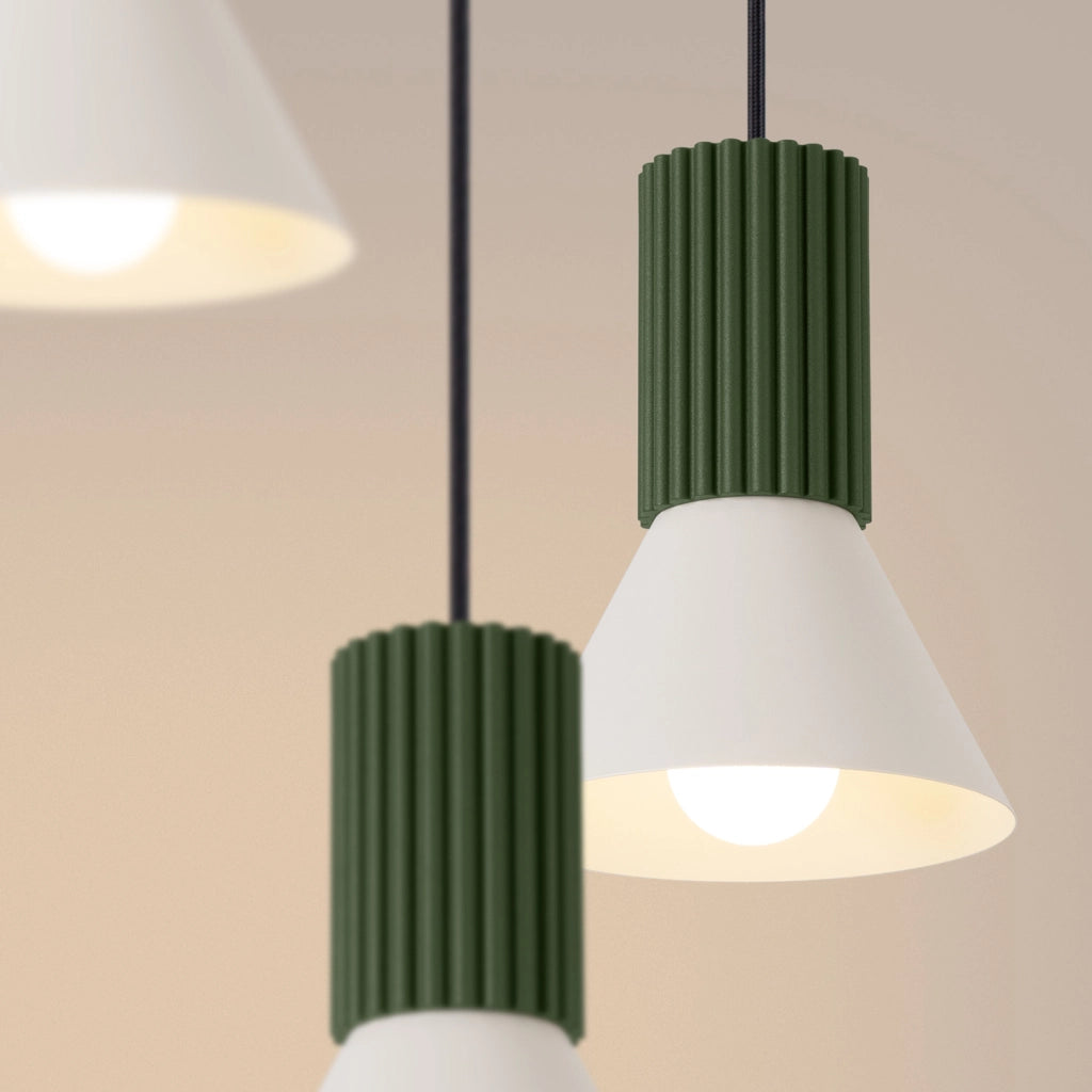 Lampada a sospensione moderna tripla verde/beige E14 MOLDEA