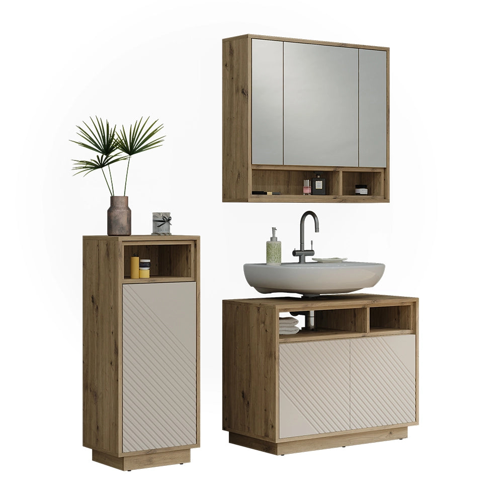Set mobili bagno Beatrice Cachemire/Rovere artigianale Vicco