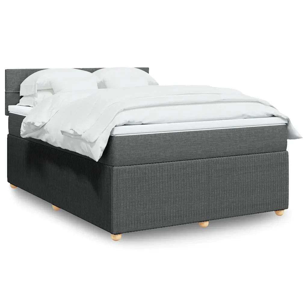 Giroletto a Molle con Materasso Grigio Scuro 140x190 cm Tessuto