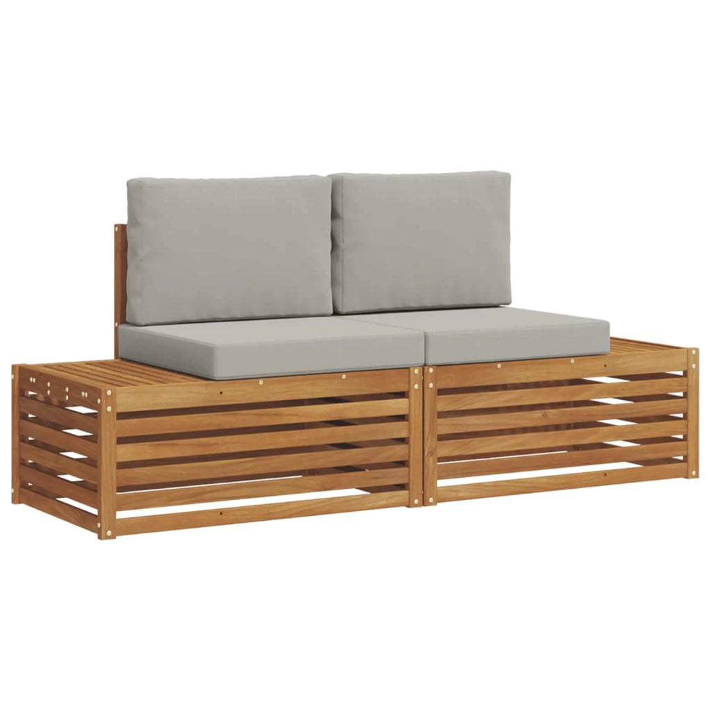 Set di divani da esterno 2 Pezzo Grigio Naturale e Chiaro 3375431