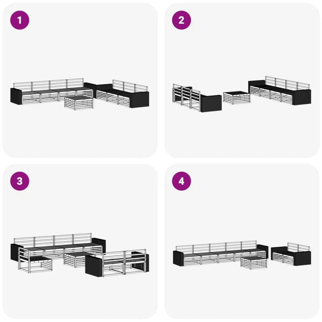 Set di divani da esterno 8 pcs Naturale 79 x 79 x 37 cm