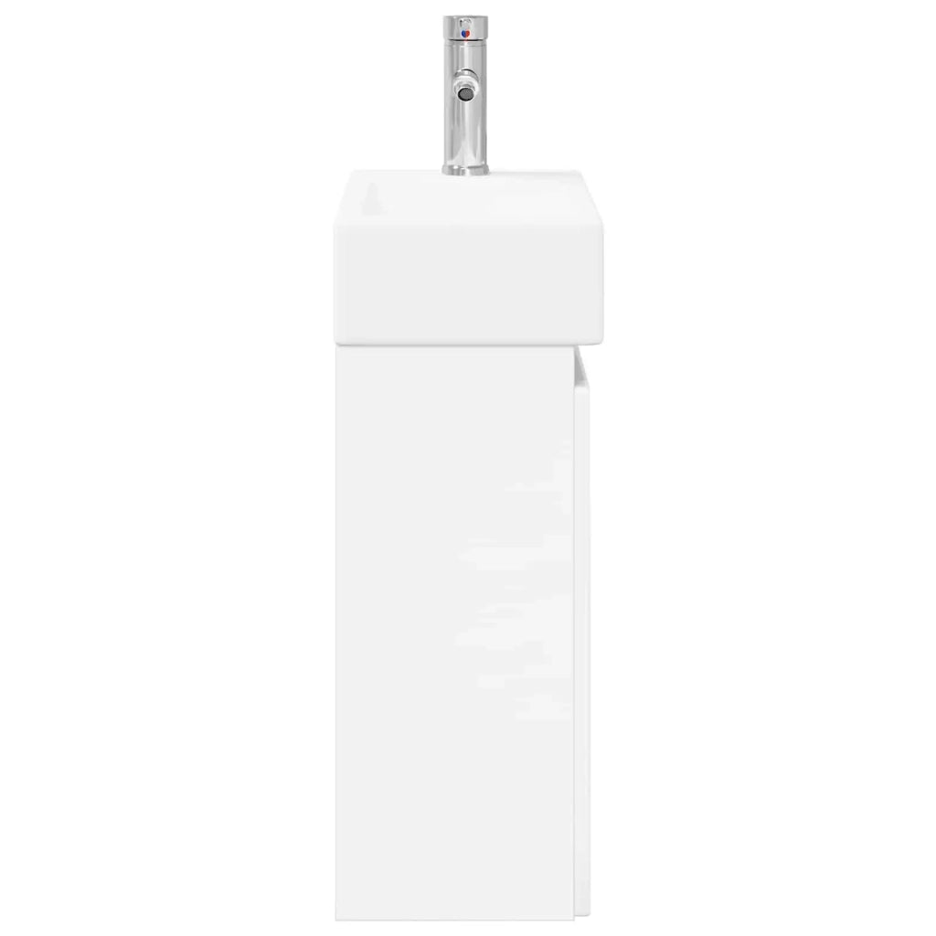 Mobile bagno con rubinetto Bianco Lucido 45,5 x 22,5 x 84 cm 889475