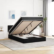 Struttura Letto Pouf con Materasso Nero 140x190 cm in Velluto 3312550