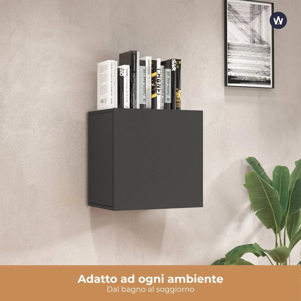 WHOUS Pensile a cubo Chronos con 1 anta antracite opaco 50x35x50 cm