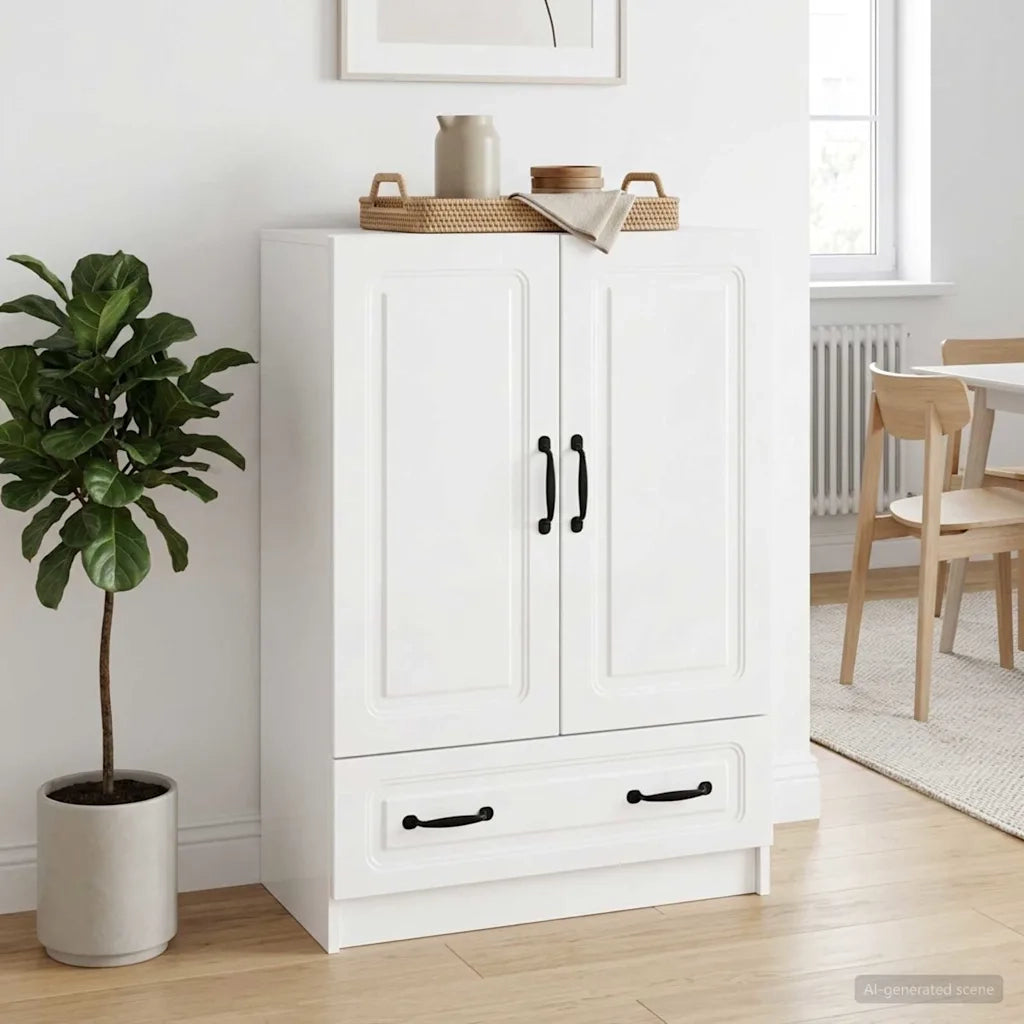Credenza Bianco Lucido 66 x 34,5 x 92 cm Legno ingegnerizzato 895819
