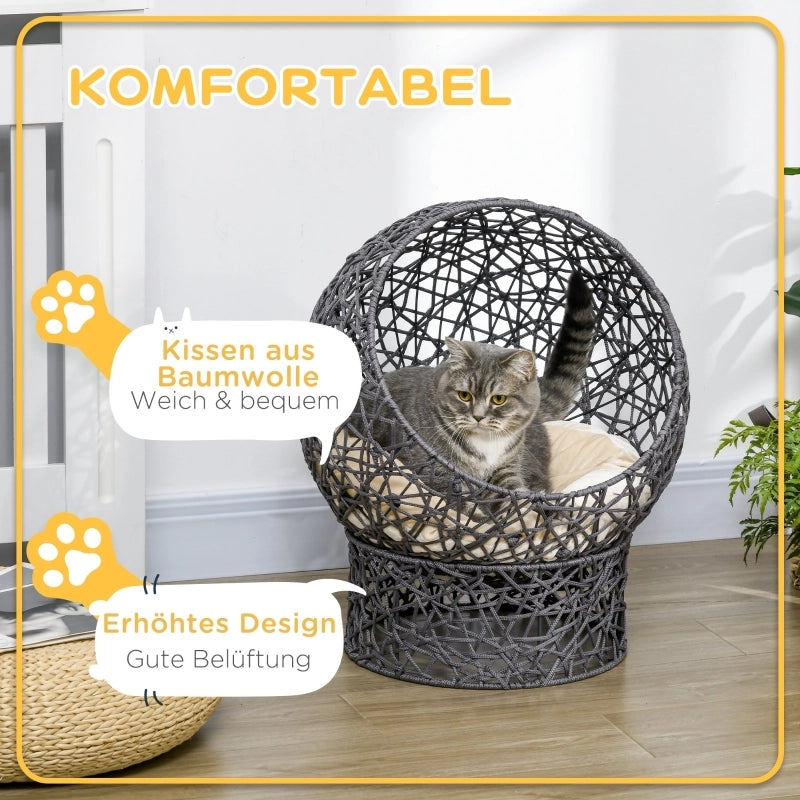 Cestino per gatti, cuccia per gatti con cuscino incluso, 2 pezzi, 50 cm x 50 cm x 60 cm, antracite