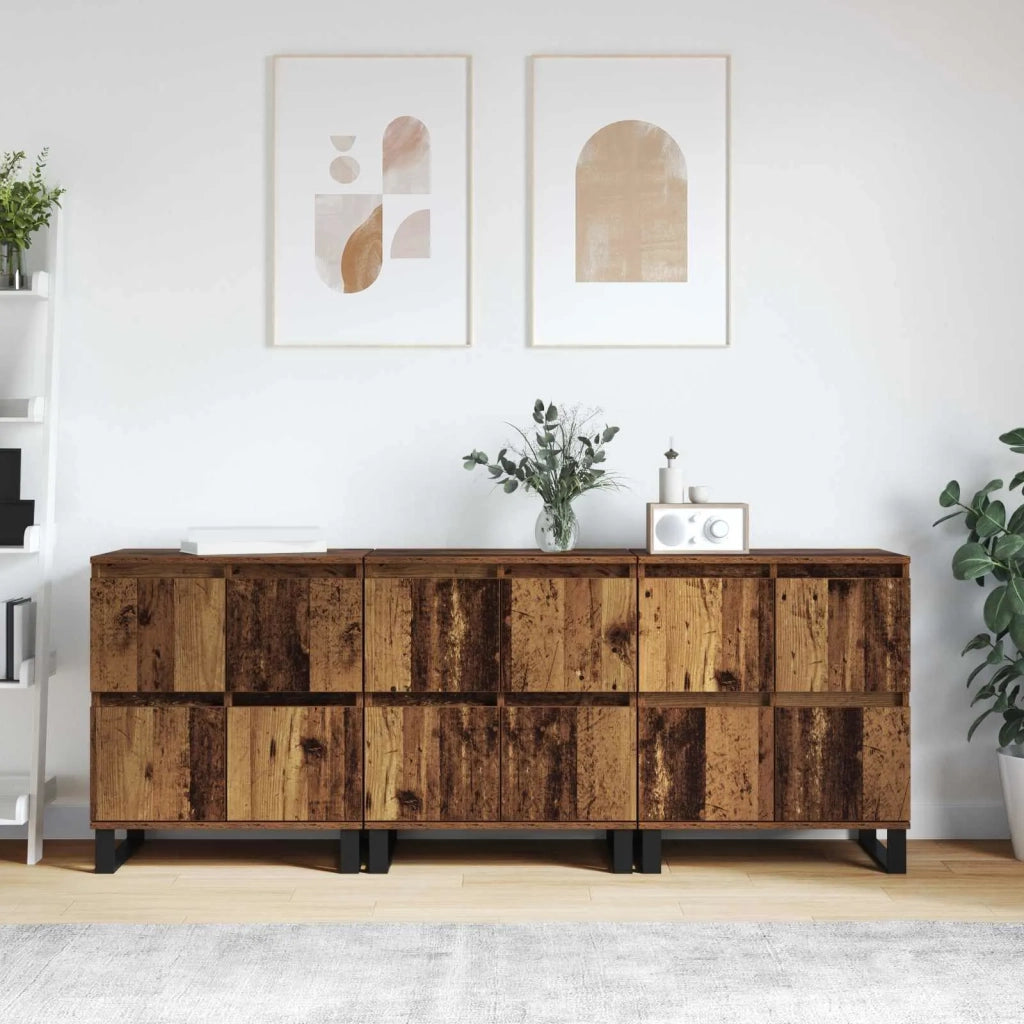 Credenza 3 pz | Madia | Buffet da pranzo | Armadio da pranzo Legno vecchio 60 x 35 x 70 cm