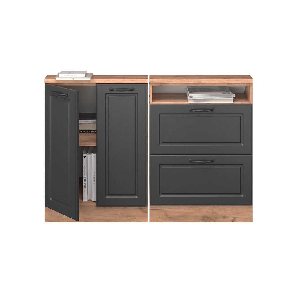 Set di mobili sottotetto Rion Antracite rustico/Rovere dorato Set di 2 Vicco