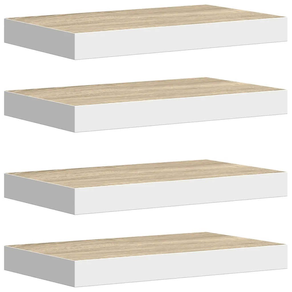 Scaffali a Parete 4 pz Rovere e Bianco 40x23x3,8 cm in MDF 326572