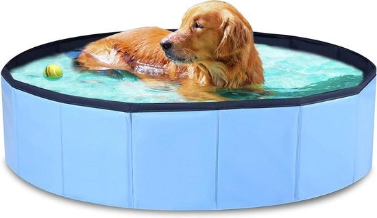 Bagno antiscivolo pieghevole per cani 80 x 20 cm - trasportabile e resistente - bagno in PVC per cani grandi e piccoli - colore blu