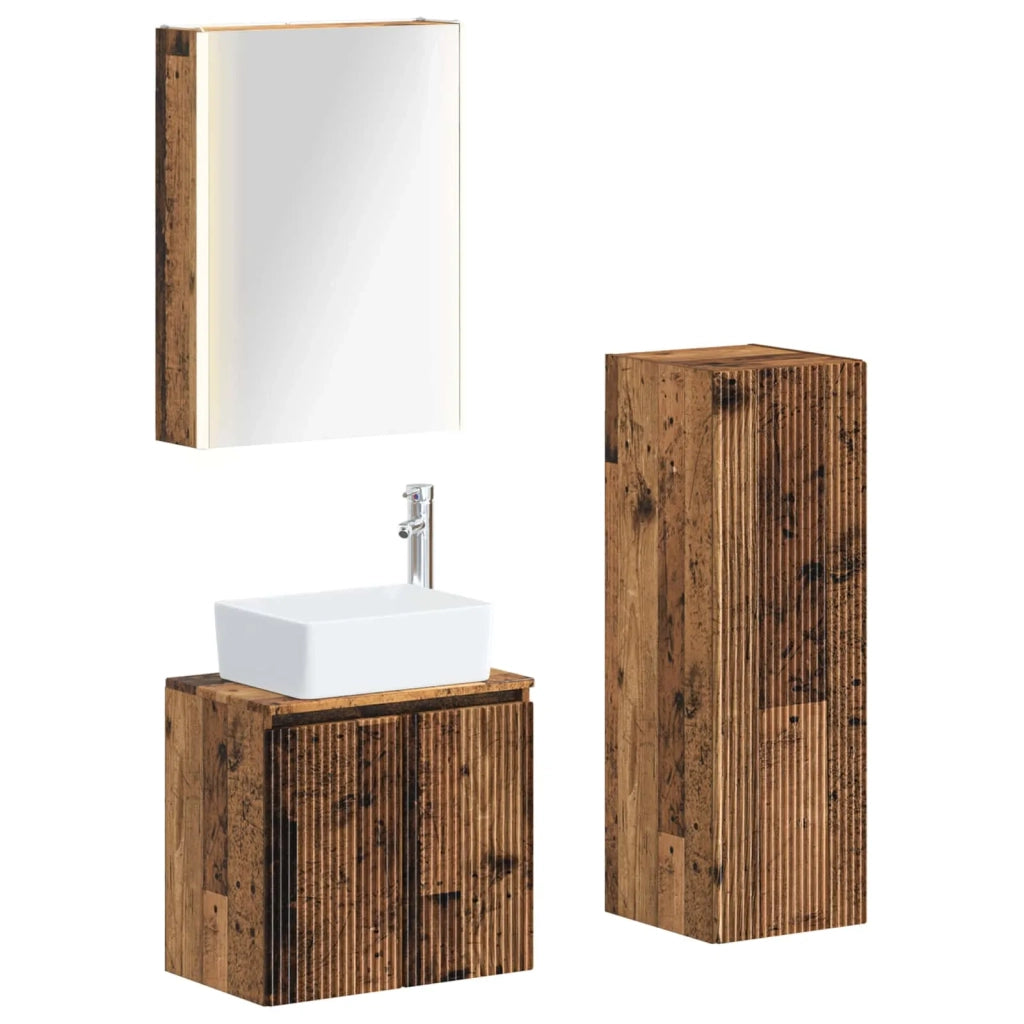 Set di mobili per il bagno 4 pcs Legno antico 3407453