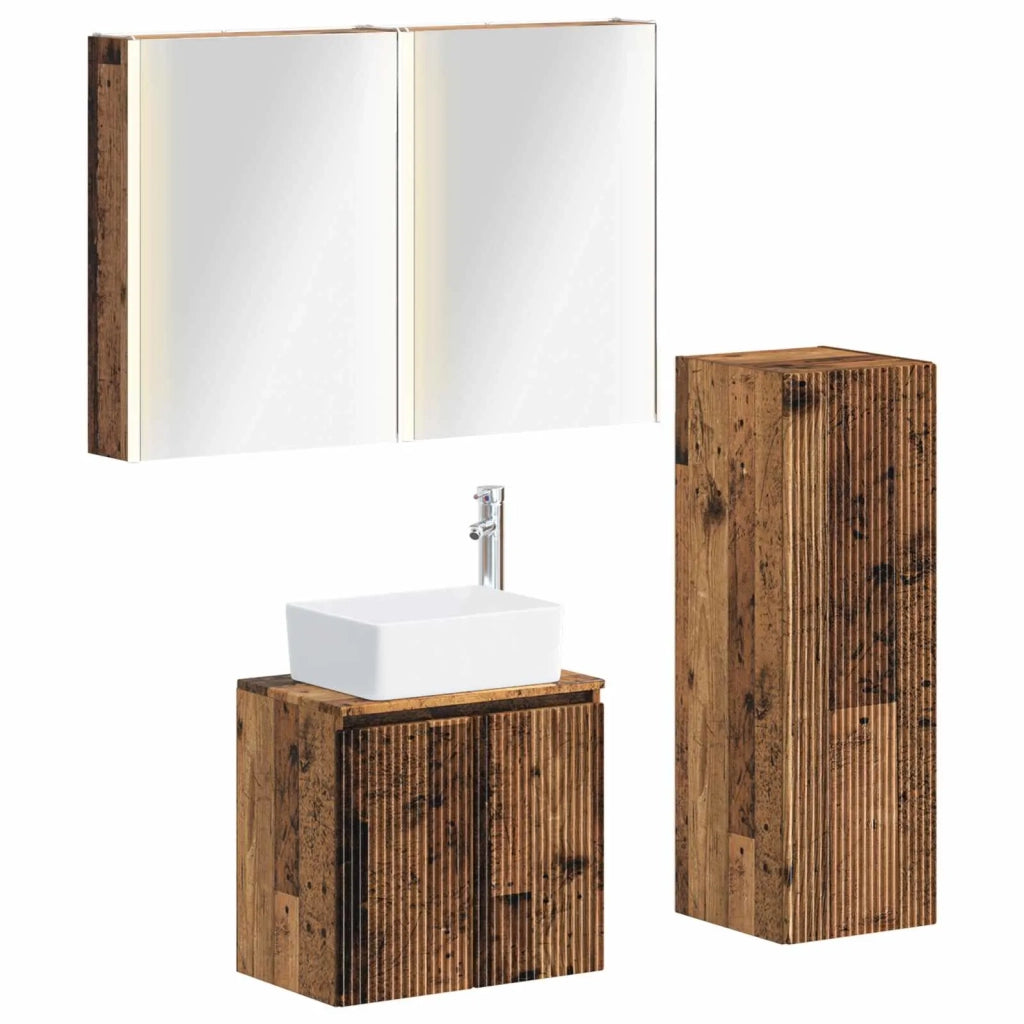 Set di mobili per il bagno 4 pz Legno antico 3407453