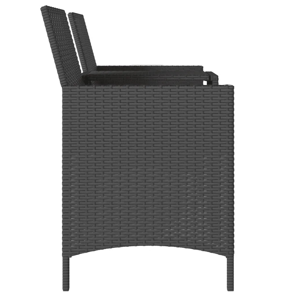 vidaXL Divano Giardino 2 Posti con Tavolo e Sgabelli Nero Polyrattan