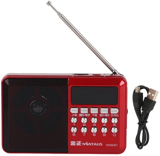 Radio Portatile - Progettazione Compatta - Disegno Ergonomico - Antenna Esterna - Alimentazione a Batterie - Ideale per Viaggi - Radio da Porta