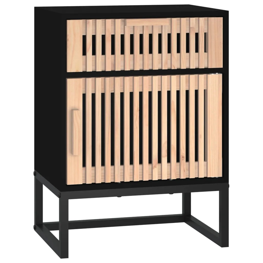 Comodino-Tavolino da notte Nero 40x30x55,5 cm Legno Multistrato e Ferro