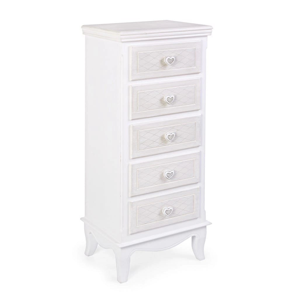 Cassettiera MDF Impiallacciato Bianca Stile Shabby da Interno - ADELINE