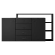 Credenza con scaffale integrato collezione BERGAMO 180cm. Colore nero super opaco.