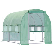 Serra per Orto 3x2x2m Porte con Zip e Finestre a Rete in Acciaio e Copertura PE Verde