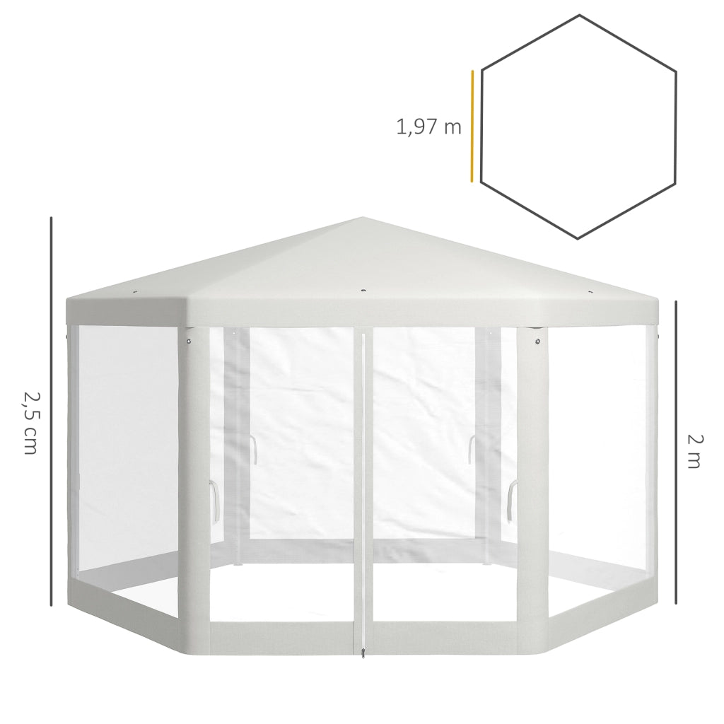 Gazebo da Giardino 6 Angoli ¨C Zephmum ¨C Creme 394x341x250 cm