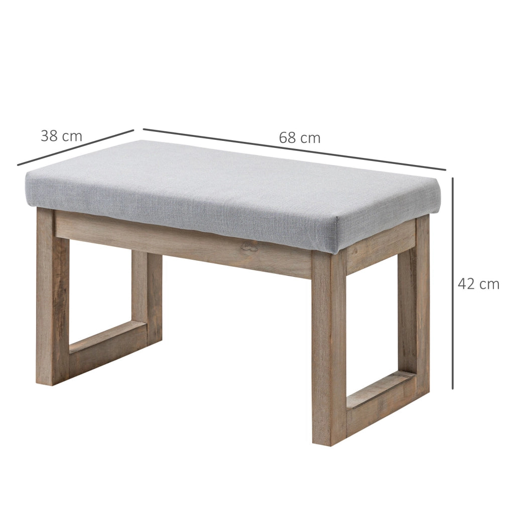 Panca imbottita grigia con gambe in legno 68 x 38 x 42 cm