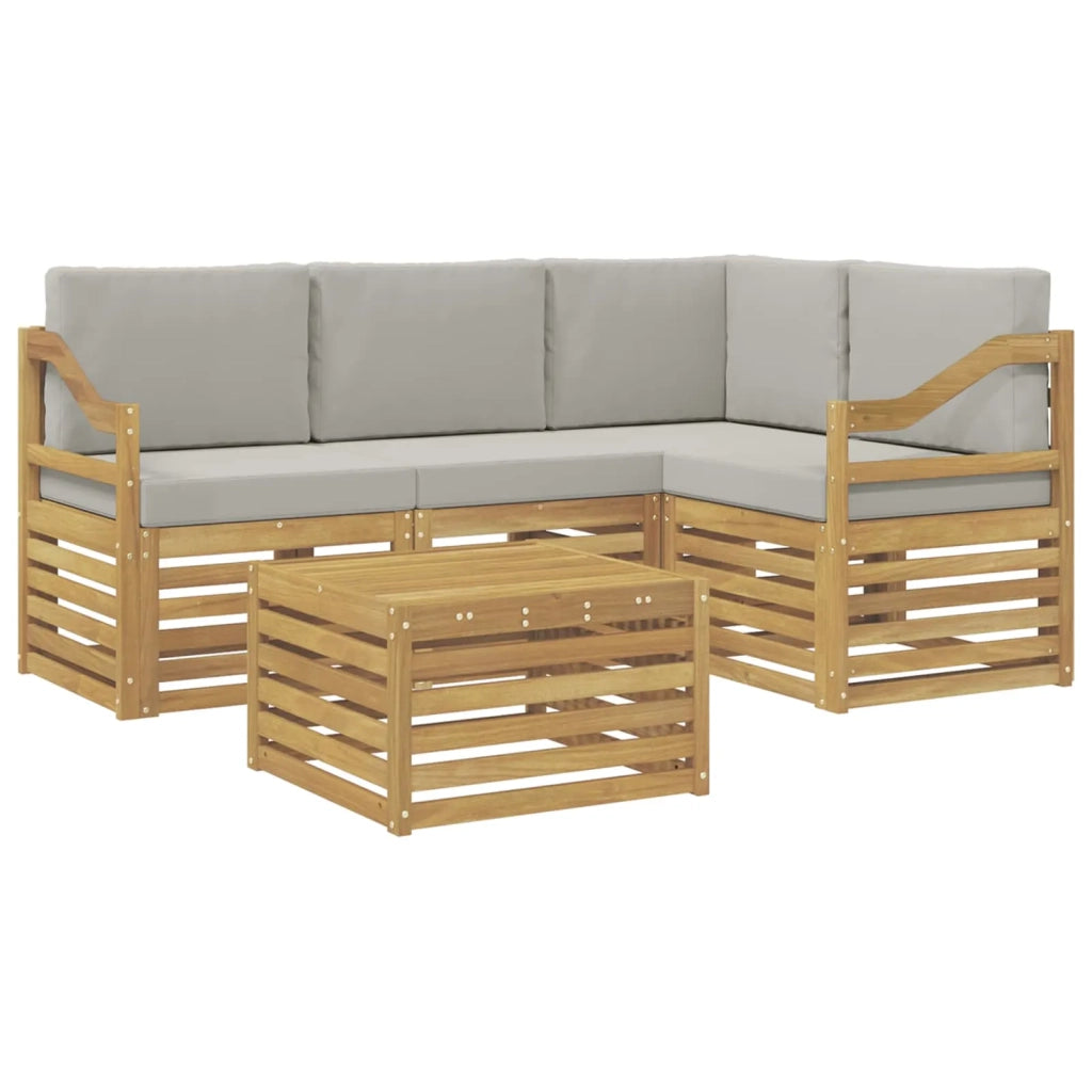 Set di divani da esterno 5 pcs Bianco e Grigio Chiaro