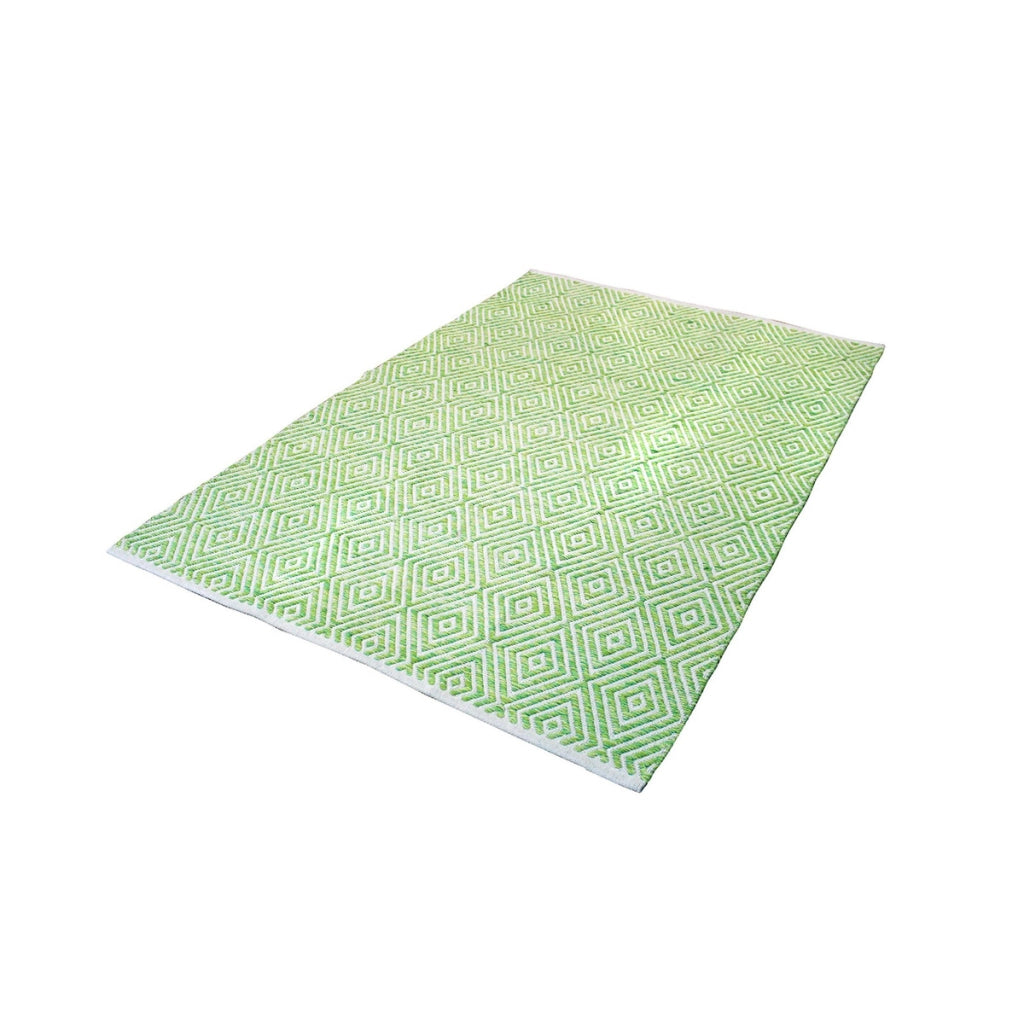 Tappeto Cocktail 300 in Cotone Tessuto a Mano Verde
