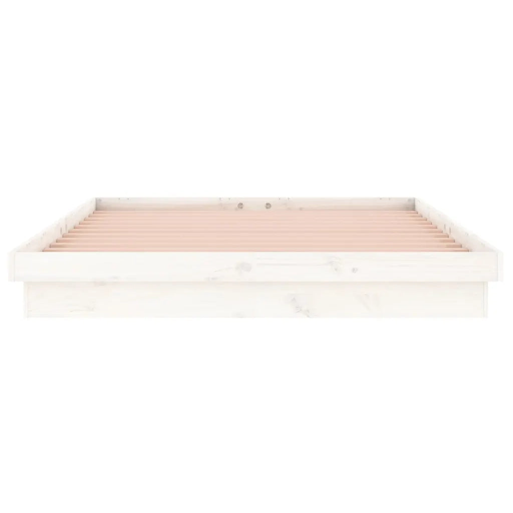 Letto matrimoniale | Letto per adulti | Giroletto LED Bianco 120x190 cm Small Double Legno Massello