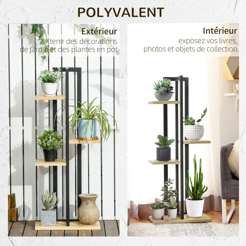 Libreria a livelli per piante stile industriale ¨C zephmum ¨C legno 45x25x110 cm