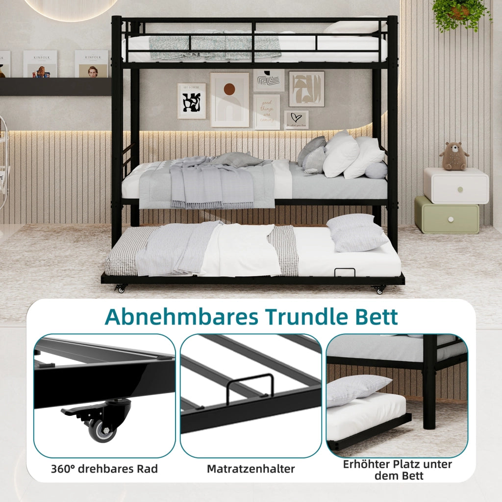 Letto a castello funzionale ferro nero 97x196 cm