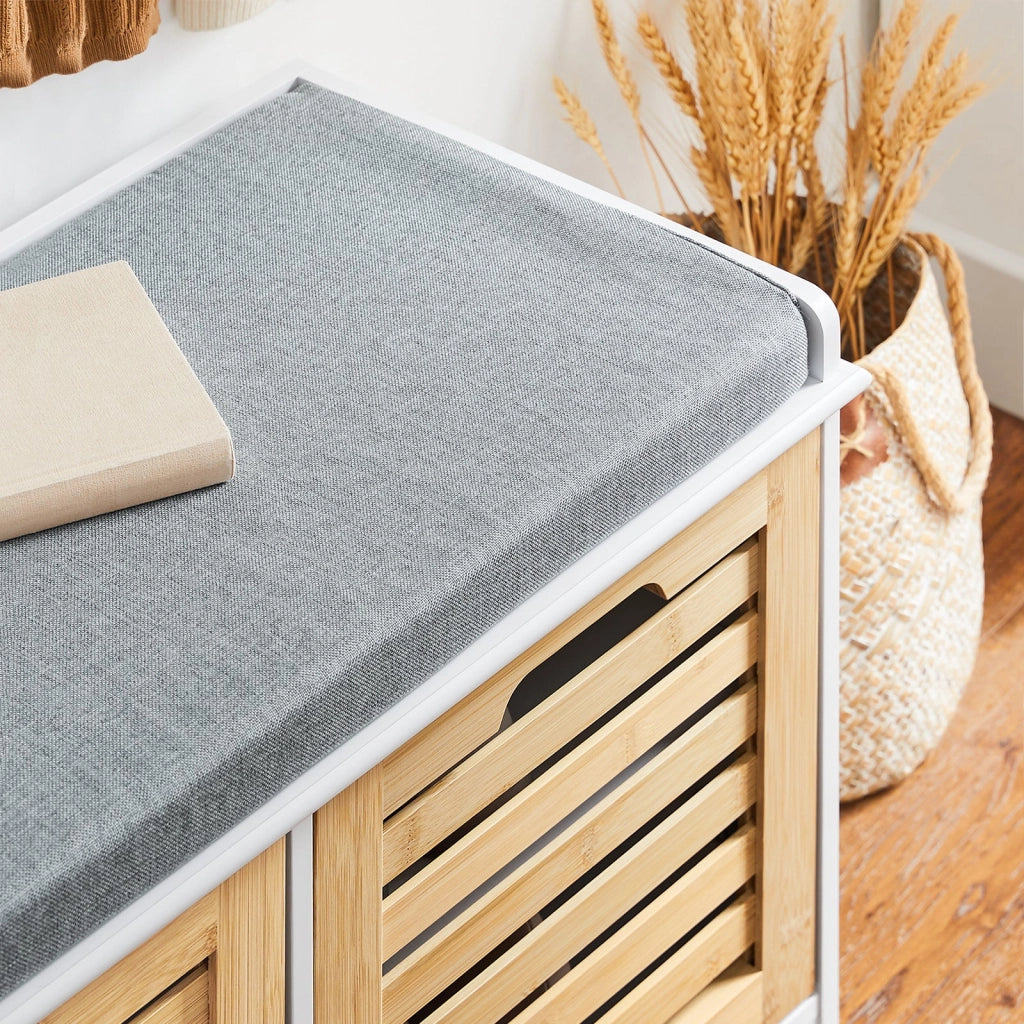 Panca Scarpiera da Ingresso con seduta Panca Contenitore L71xP35xA43 cm naturale FSR23-II-WN