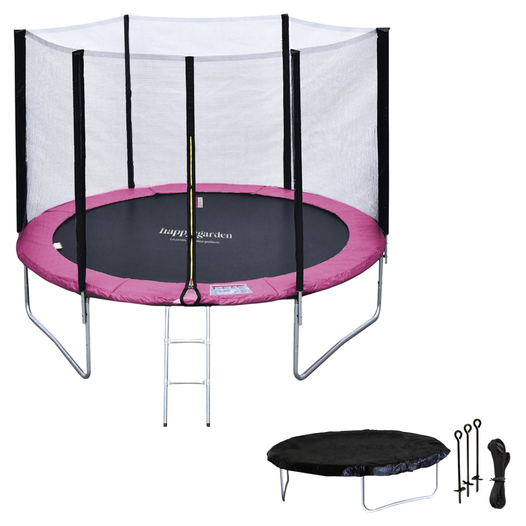 Premium Pack Trampolino 305cm reversibile grigio/rosa ADELAÏDE + rete, scala, copertura e kit di ancoraggio