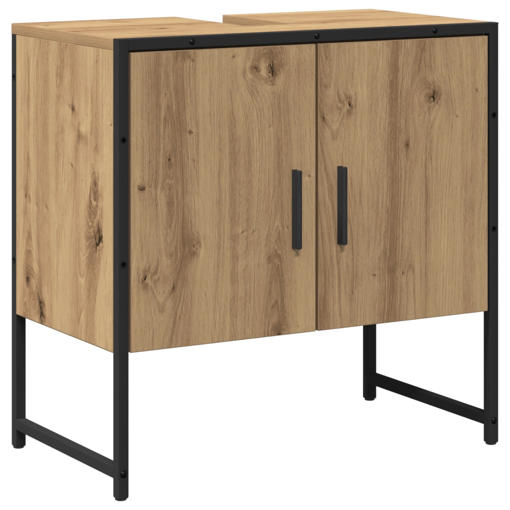 Set di mobile da bagno a 2 pezzi in legno ingegnerizzato rovere artisan