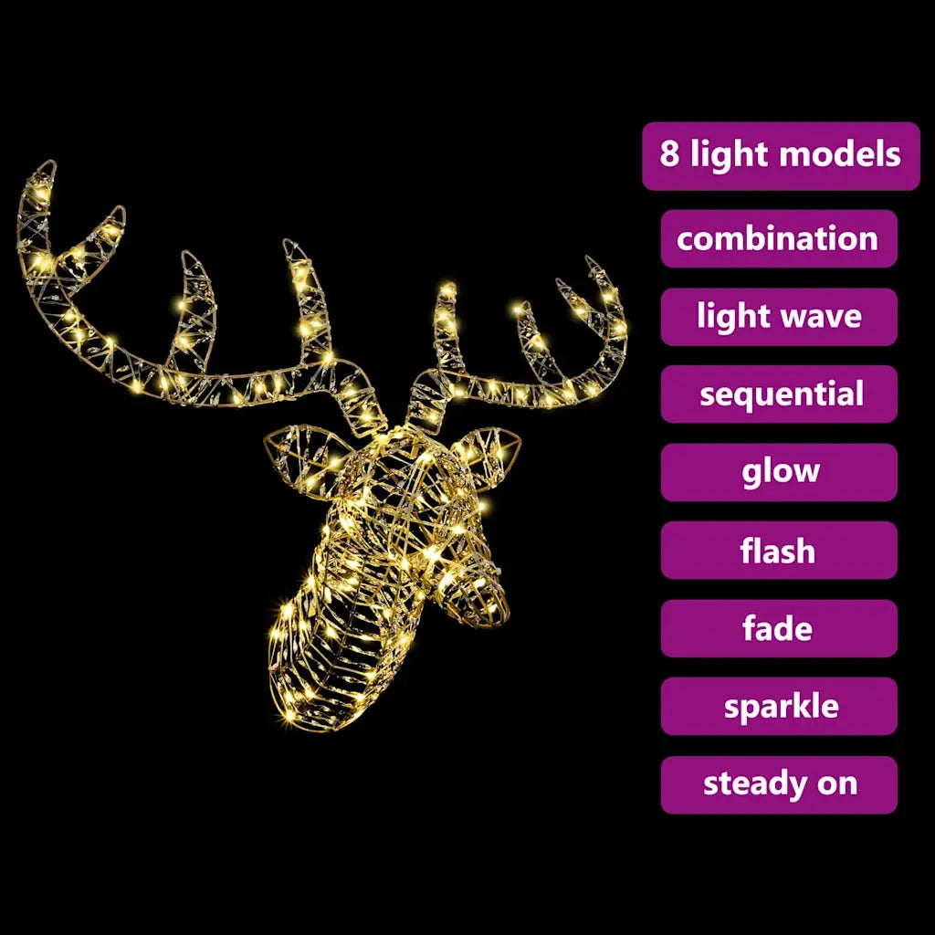 Slitta trainata da renna con 140 LED Bianco caldo Rattan CFW4406071