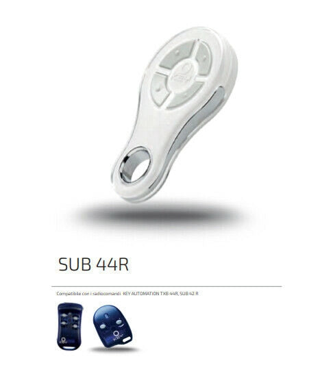 RADIOCOMANDO RESISTENTE ALL'ACQUA 4 CANALI BIANCO 433 MHZ KEY AUTOMATION SUB44WR