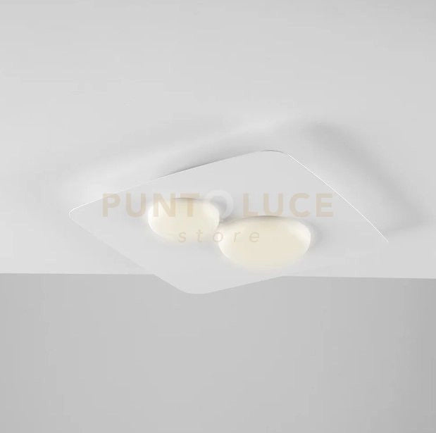 Plafoniera Megan, Moderna Led Integrato 33x33 Metallo e Alluminio Bianco
