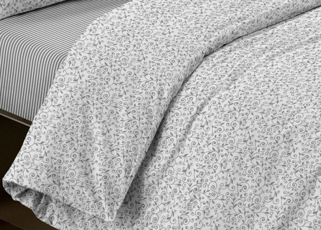 Sacco Copripiumino Piumone Letto In 100% Cotone Made Italy Vari Disegni RP - 2 Piazze - Stefy Grigio
