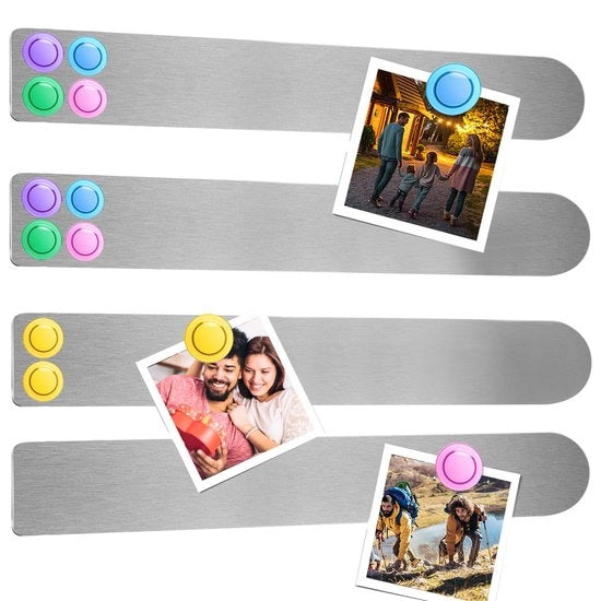 Tavolo da memoria magnetico 32 x 4 cm con strisce adesive magnetiche con 10 forti magneti per bacheca ufficio parete fotografia 4 pezzi