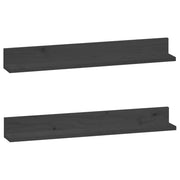 2 pz Mensole da Parete | Scaffali a Parete | Ripiano a parete Grigio 80x11x9cm Legno Massello di Pino