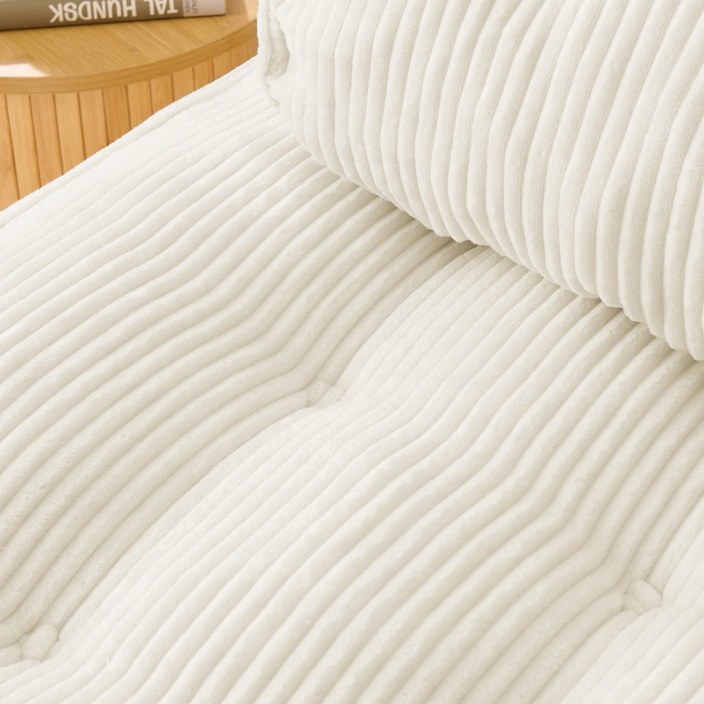 Pouf, divano letto pieghevole, velluto a coste, schienale regolabile, pronto all'uso, beige