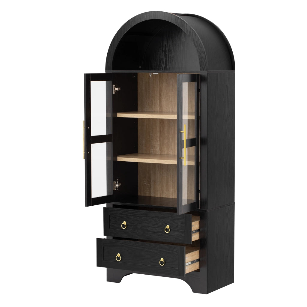 Credenza alta 76.2x40.1x180 cm con ripiani regolabili e cassetti in MDF nero