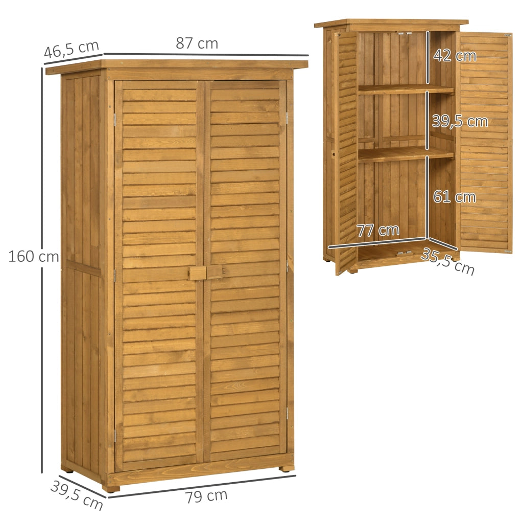 Armadio da giardino in legno con 3 ripiani 87 x 46,5 x 160 cm