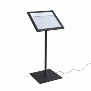 Espositore a Leggio con Piantana 50,5x47,7x2,3 cm in Alluminio con Led Porta Menù Nera