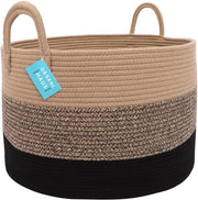 Cestino per bambini, Grande cesto in cotone, Cesto in cotone con maniglie a mano, Cestino per la camera dei bambini, Cestino per giocattoli – 50x33cm, 3 colori marrone