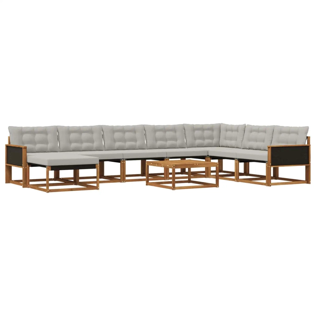 Set di divani da esterno 9 pcs Naturale e Grigio Chiaro 3381623