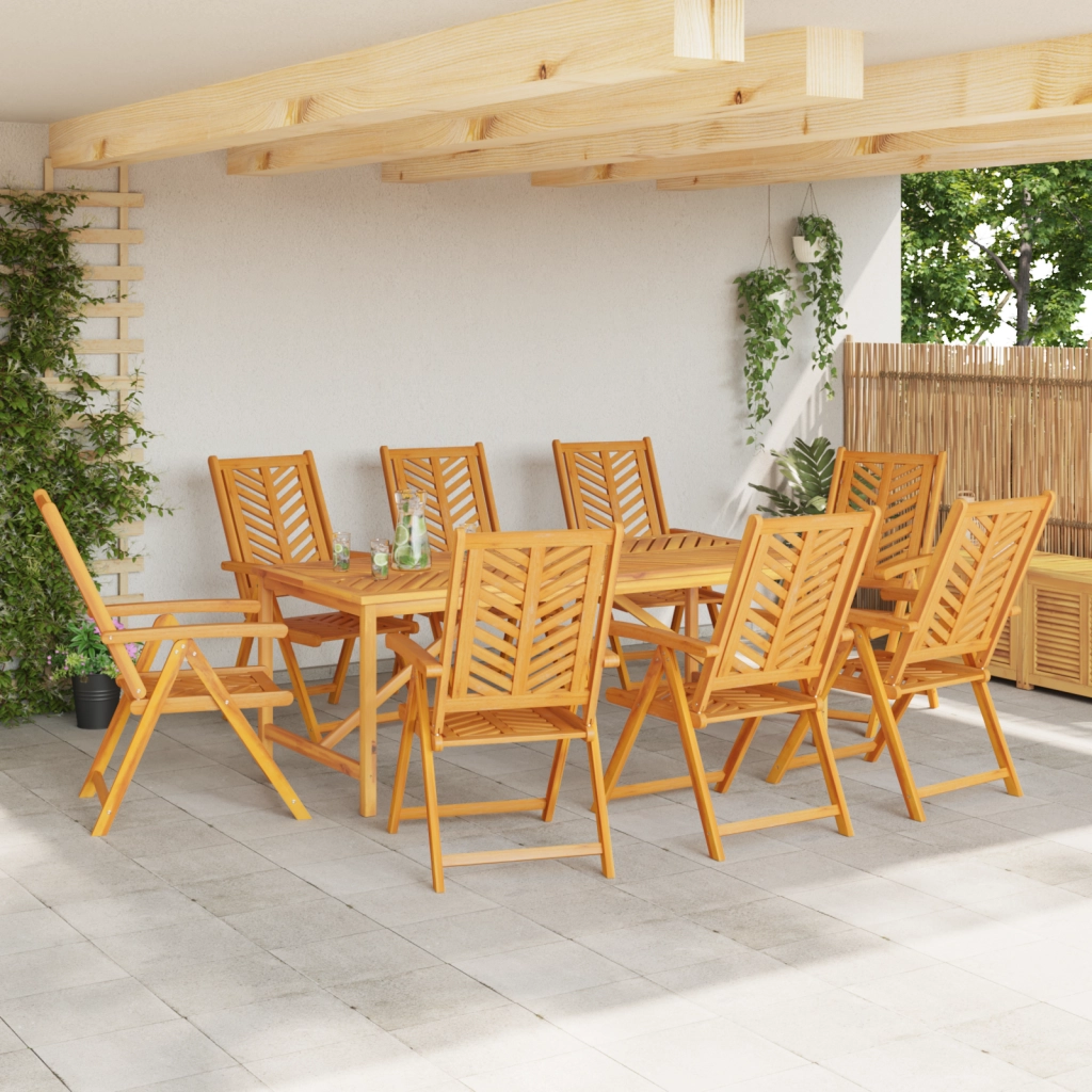 Sedie da Giardino Reclinevoli 8 pezzi in Legno Massello di Acacia