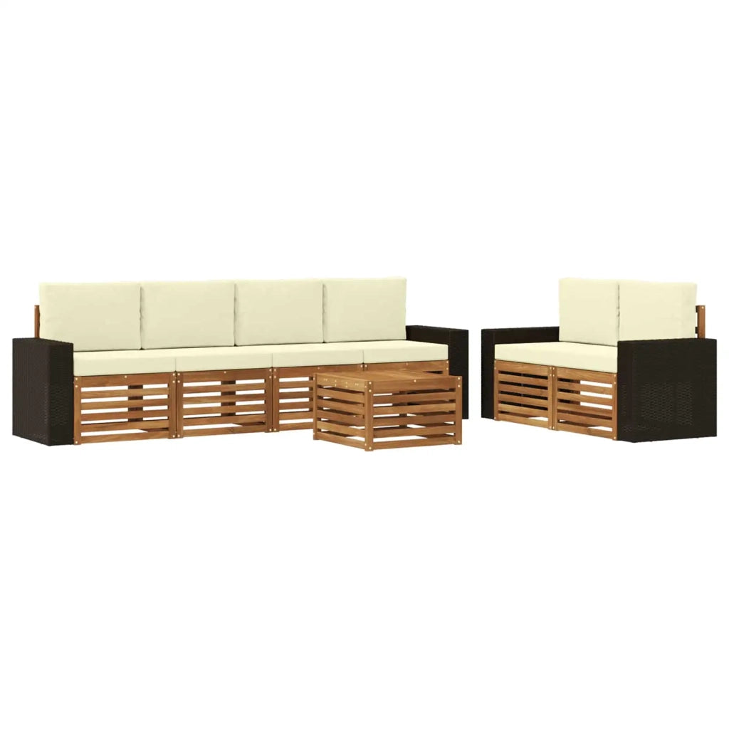 Set di divani da esterno 7 pz Naturale e Crema 3384061