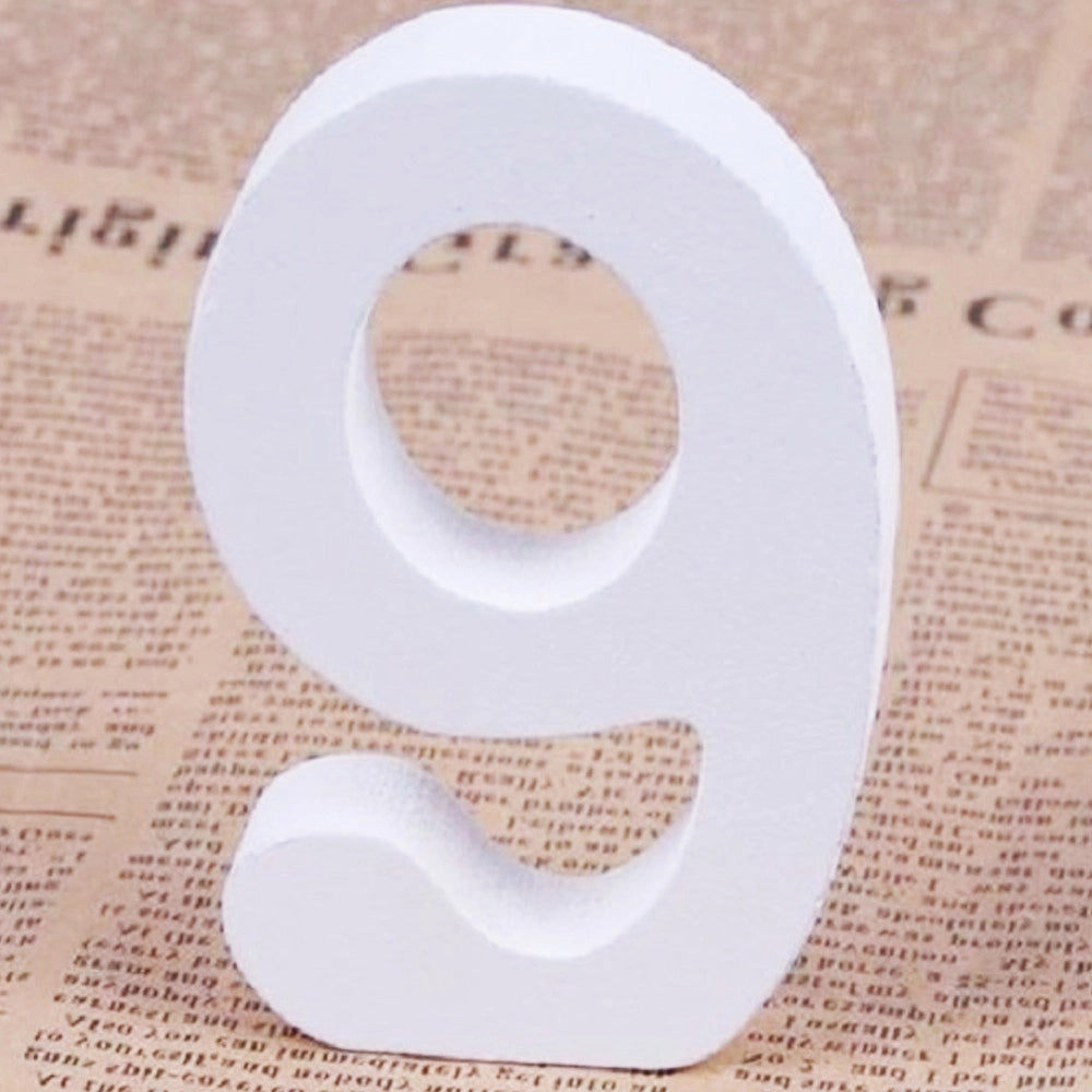 Trade Shop - Numero 9 Legno Bianco 11cm Decorazione Confettata Matrimonio Compleanno Promessa -